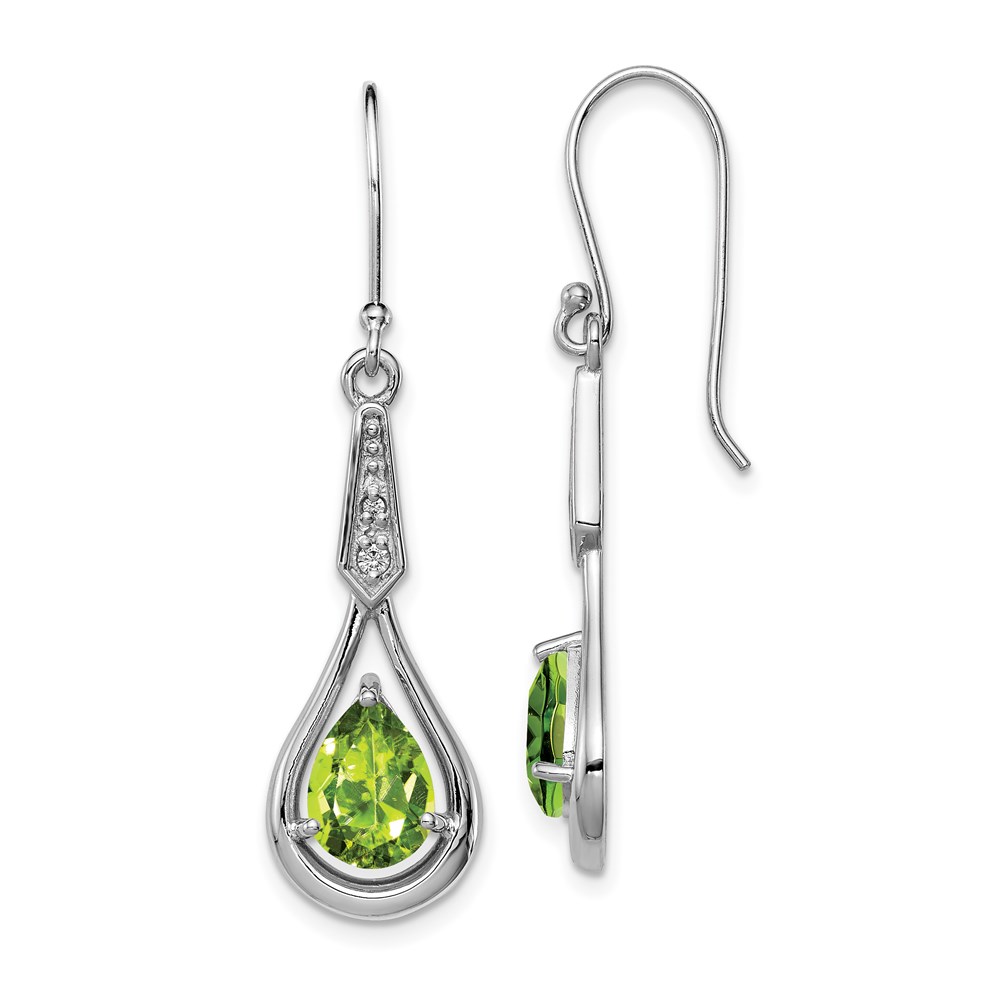 Sterling Silver Cz And Peridot August Birthstone Dangle Drop Ladies Earrings 121$